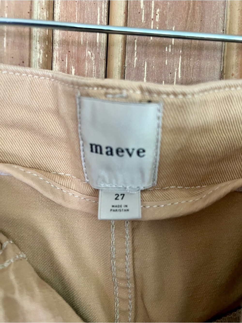 Anthropologie Maeve Delaney Crop Clean-Seamed High-Rise Wide Leg Beige Size 27 - Picture 8 of 8